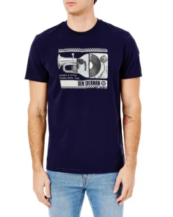 Oved Spliced Music Graphic T-Shirt - Maritime Blue
