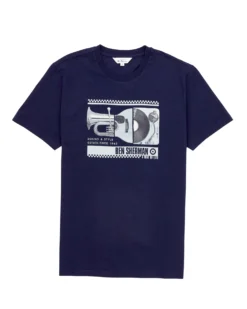 Oved Spliced Music Graphic T-Shirt - Maritime Blue