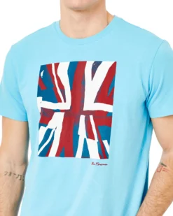 Oved Loungewear Half-Tone Flag Graphic T-Shirt - Norse Blue