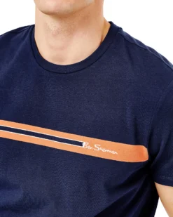 Oved Chest-Stripe Jersey T-Shirt - Navy Blazer