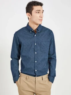 Oved Long-Sleeve Shirts Dash Print Long Sleeve Shirt - Marine