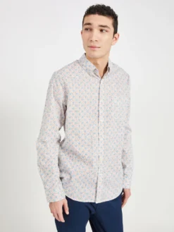 Oved Micro Print Short Sleeve Shirt - Snow White