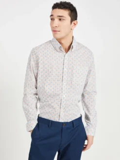 Oved Micro Print Short Sleeve Shirt - Snow White