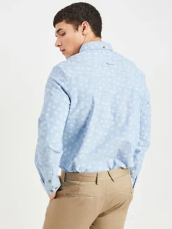 Oved Chambray Geo Print Long Sleeve Shirt