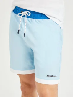 Oved Simple Color Block Swim Shorts - Sky Blue