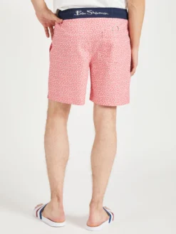 Oved Micro Floral Print Swim Shorts - Coral