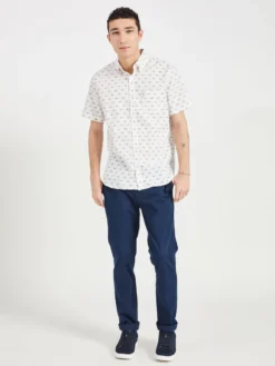 Oved Casual Shirts Bicycle Print Short Sleeve Shirt - Bright White