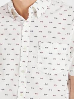 Oved Casual Shirts Bicycle Print Short Sleeve Shirt - Bright White