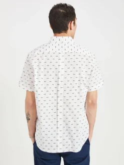 Oved Casual Shirts Bicycle Print Short Sleeve Shirt - Bright White