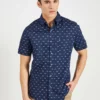 Oved Casual Shirts Bicycle Print Short Sleeve Shirt - Navy Blazer