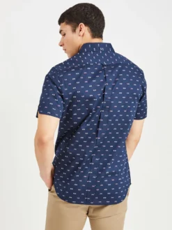 Oved Casual Shirts Bicycle Print Short Sleeve Shirt - Navy Blazer