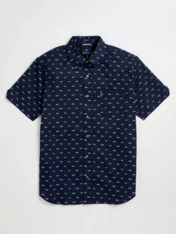 Oved Casual Shirts Bicycle Print Short Sleeve Shirt - Navy Blazer