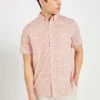 Oved Floral Print Short Sleeve Shirt - Coral Casual Shirts