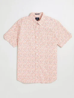 Oved Floral Print Short Sleeve Shirt - Coral Casual Shirts