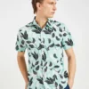 Oved Large Floral Print Short Sleeve Shirt Casual Shirts