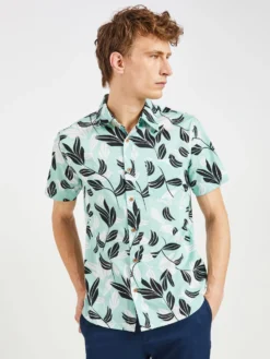 Oved Large Floral Print Short Sleeve Shirt Casual Shirts