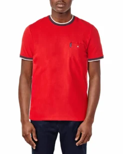 Oved Supima Cotton Pocket Crew T-Shirt - Red T-Shirts