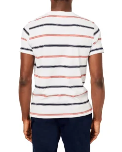 Oved Collegiate Stripe Crew T-Shirt - Bright White/Orange Loungewear