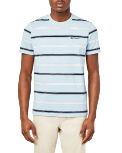 Oved Collegiate Stripe Crew T-Shirt - Light Blue Loungewear