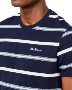 Oved T-Shirts Collegiate Stripe Crew T-Shirt - Navy Blazer