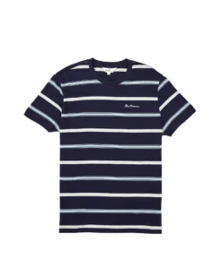 Oved T-Shirts Collegiate Stripe Crew T-Shirt - Navy Blazer