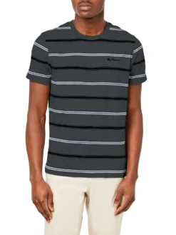 Oved Collegiate Stripe Crew T-Shirt - Charcoal Heather