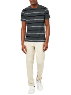 Oved Collegiate Stripe Crew T-Shirt - Charcoal Heather