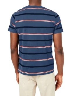 Oved Collegiate Stripe Crew T-Shirt - Blue Heather T-Shirts