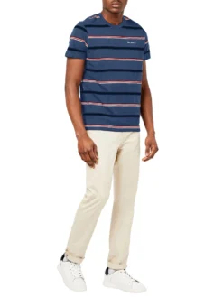 Oved Collegiate Stripe Crew T-Shirt - Blue Heather T-Shirts