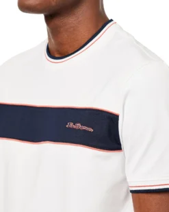 Oved T-Shirts Supima Chest-Stripe Crew T-Shirt - Bright White