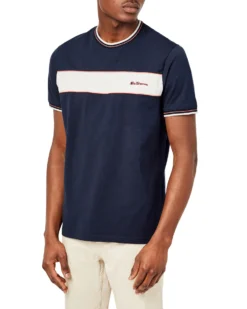 Oved Supima Chest-Stripe Crew T-Shirt - Navy Blazer T-Shirts