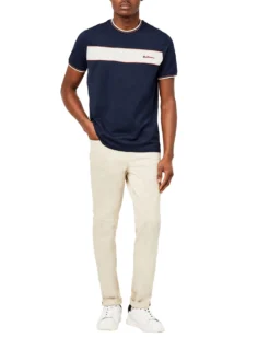 Oved Supima Chest-Stripe Crew T-Shirt - Navy Blazer T-Shirts