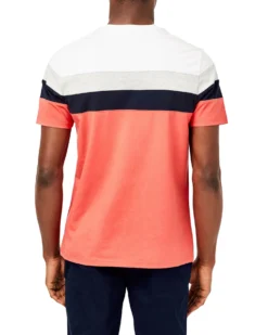 Oved Supima Color-Block Crew T-Shirt - Salmon