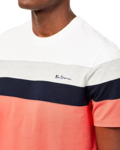 Oved Supima Color-Block Crew T-Shirt - Salmon