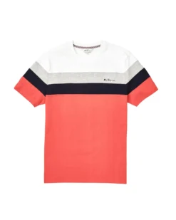 Oved Supima Color-Block Crew T-Shirt - Salmon