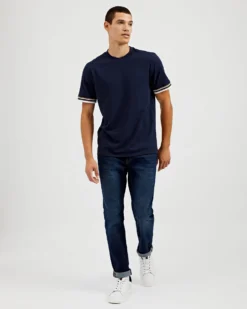 Oved T-Shirts Collegiate Ringer Tee - Navy Blazer