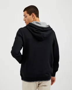 Oved Fleece Cotton Script Logo Hoodie - Black Loungewear