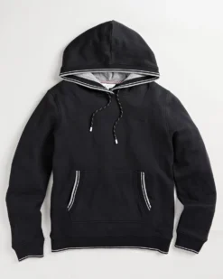 Oved Fleece Cotton Script Logo Hoodie - Black Loungewear