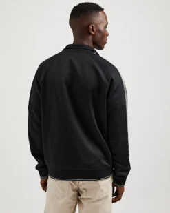 Oved Asymmetrical Striped-Sleeve Track Jacket - Black Loungewear 12 Oved Asymmetrical Striped-Sleeve Track Jacket - Black Loungewear