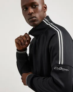 Oved Asymmetrical Striped-Sleeve Track Jacket - Black Loungewear 14 Oved Asymmetrical Striped-Sleeve Track Jacket - Black Loungewear