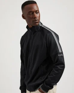 Oved Asymmetrical Striped-Sleeve Track Jacket - Black Loungewear 13 Oved Asymmetrical Striped-Sleeve Track Jacket - Black Loungewear