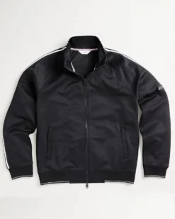 Oved Asymmetrical Striped-Sleeve Track Jacket - Black Loungewear