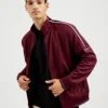 Oved Loungewear Asymmetrical Striped-Sleeve Track Jacket - Port Royal