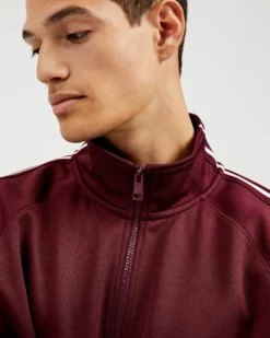 Oved Loungewear Asymmetrical Striped-Sleeve Track Jacket - Port Royal