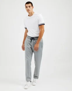 Oved Drawcord Stripe Track Pant - Grey
