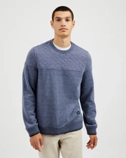 Oved Quilted Fleece Crewneck Sweatshirt - Blue Heather Loungewear