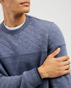 Oved Quilted Fleece Crewneck Sweatshirt - Blue Heather Loungewear