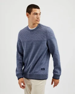 Oved Quilted Fleece Crewneck Sweatshirt - Blue Heather Loungewear