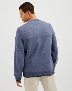 Oved Quilted Fleece Crewneck Sweatshirt - Blue Heather Loungewear