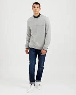 Oved Quilted Fleece Crewneck Sweatshirt - Grey Heather